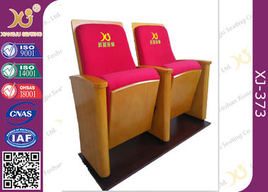 China Altos asientos rojos traseros del auditorio con el logotipo de madera de la compañía del tablero lateral proveedor