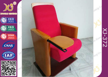 China Sillas dobladas de madera del auditorio de los muebles rojos con el cojín de escritura OEM/ODM de 32 kilogramos proveedor