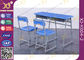 Escritorio y silla dobles de la escuela con el gabinete/el marco de acero colorido fijados proveedor